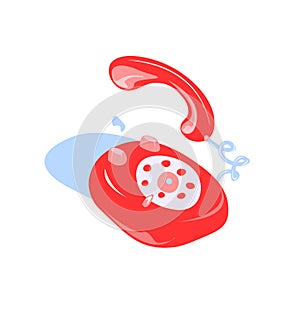 Red retro telephone off hook.